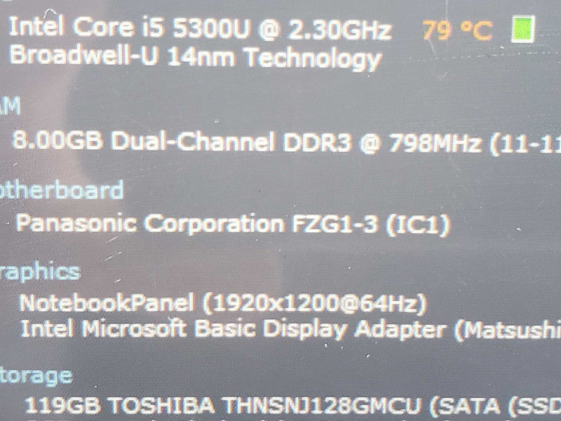 Panasonic Toughpad FZ-G1 i5-5300U 8GB RAM 128GB Storage |