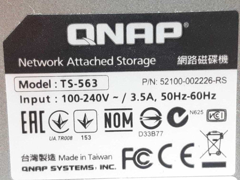 QNAP TS-563 5-Bay NAS 52100-002226-RS - No HDD/Caddies Q(