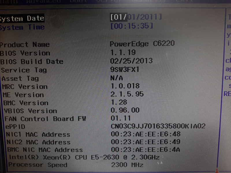Dell PowerEdge C6220, 4 Node 8x Xeon E5-2630 2.3GHz, 512GB Total, 2x PSU $