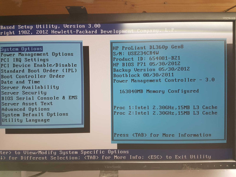 HP Proliant DL360p gen8 2x Xeon E5-2630 @ 2.30ghz / 160gb ram / P420i Raid #