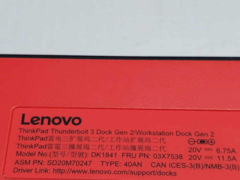 Lenovo ThinkPad Thunderbolt 3 Dock Gen 2, 40AN | Dock Only Q~