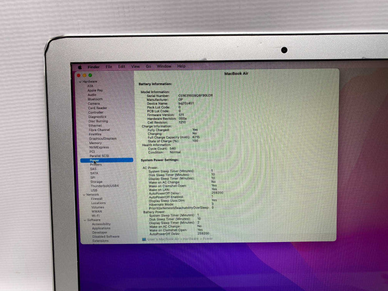 MacBook Air Early 2015 13-inch with i5 CPU 8GB RAM & 250GB Storage  -