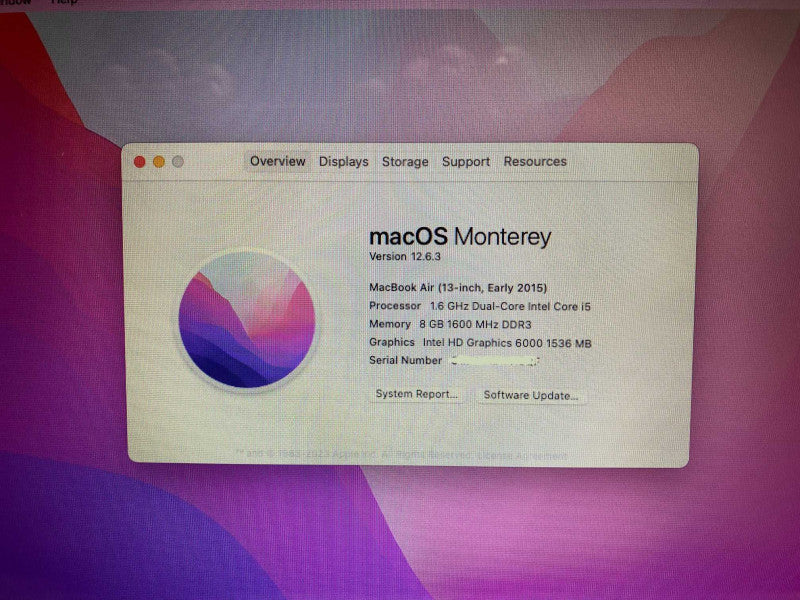 MacBook Air Early 2015 13-inch with i5 CPU 8GB RAM & 250GB Storage  -