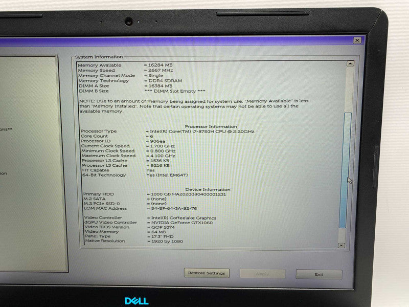 17\\" DELL G3 3779 Gaming Laptop with i7-8750H CPU 16GB RAM & 1TB SSD Storage  -