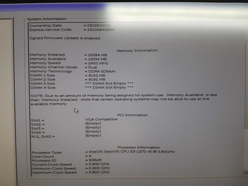 Dell Precision T3620 Xeon E3-1270 V6 @ 3.80ghz / 16gb ram / P600 #