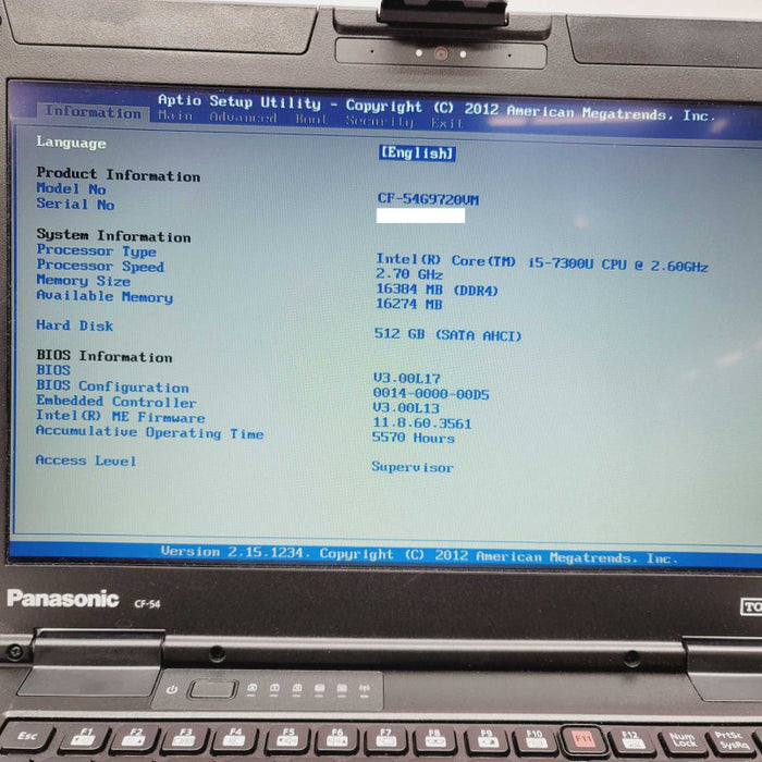 Panasonic Toughbook CF-54 MK3 i5-7300U 2.60GHz 512GB SSD 16GB =
