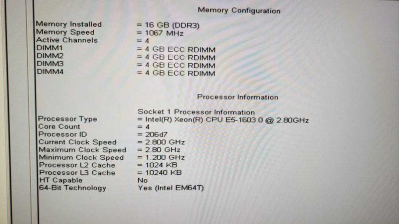 Dell Precision T3600 E5-1603 2.8GHz/16GB ECC, Quadro 600, No HDDs Q~