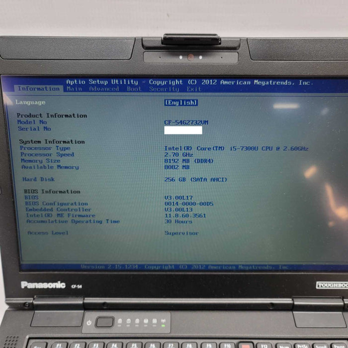 Panasonic Toughbook CF-54 MK3 i5-7300U 2.60GHz 256GB SSD 8GB 30 Hours of use =