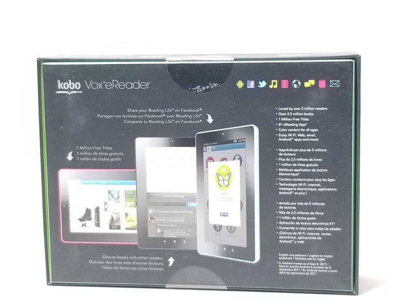 New KOBO VOx eReader K080-KBO-P 7\\" FFS+ Touch Screen 8GB WiFi Android Q