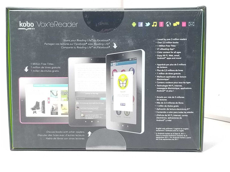 New KOBO VOx eReader K080-KBO-B 7\\" FFS+ Touch Screen 8GB WiFi Android Q Q