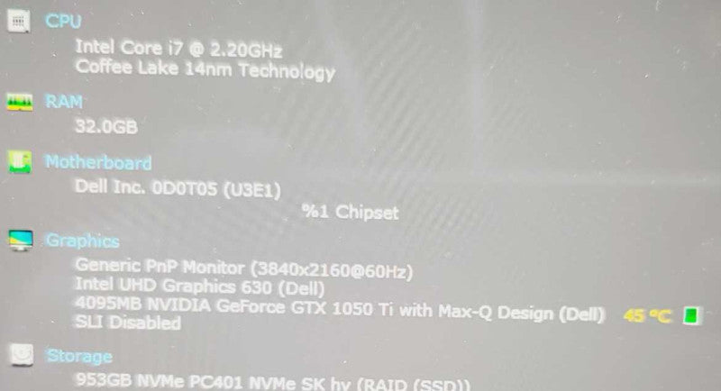 Dell XPS 15 9570 15\\" UHD 4K Touch I7-8750H 1TB SSD 32GB GeForce GTX 1050 Ti =