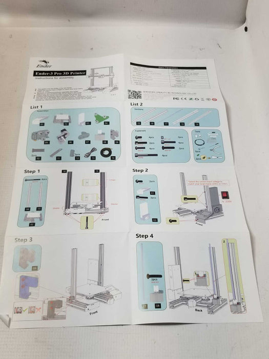 Creality Ender 3 Pro 3D Printer, Comes dismantled, Read _