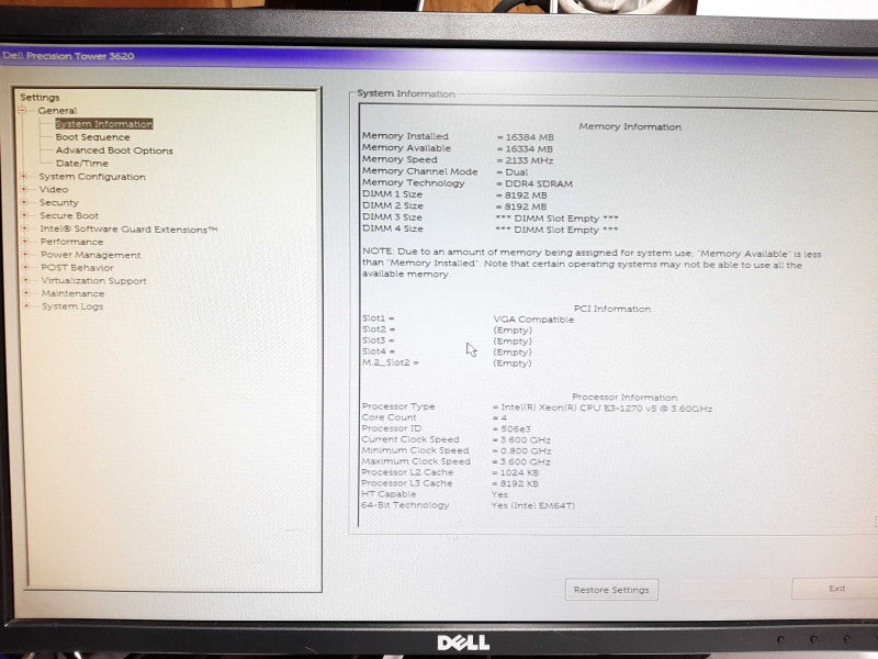 Dell precision T3620 Xeon E3-1270 V5 @ 3.60GHz 16GB DDR4 FIREPRO W4100 No HDD Q$