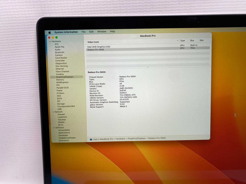 MacBook Pro 2018 15-inch with i7 CPU 16GB RAM & 500GB Storage  -