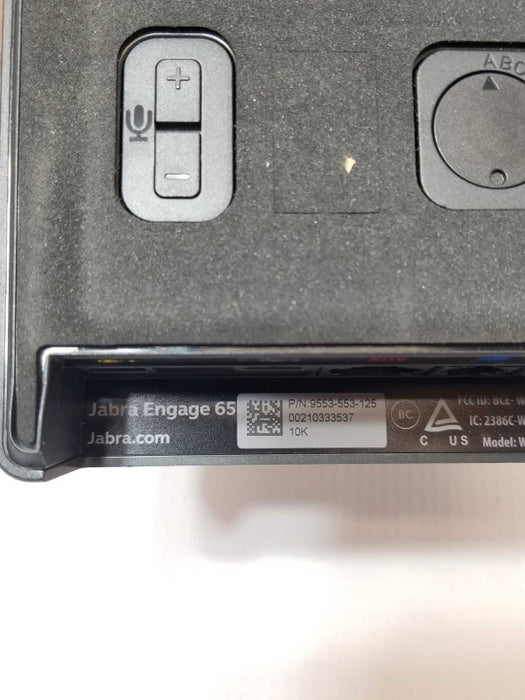 Jabra Engage 65 9553-553-125 Mono Wireless Headset and Base w/ AC Adapter Q_