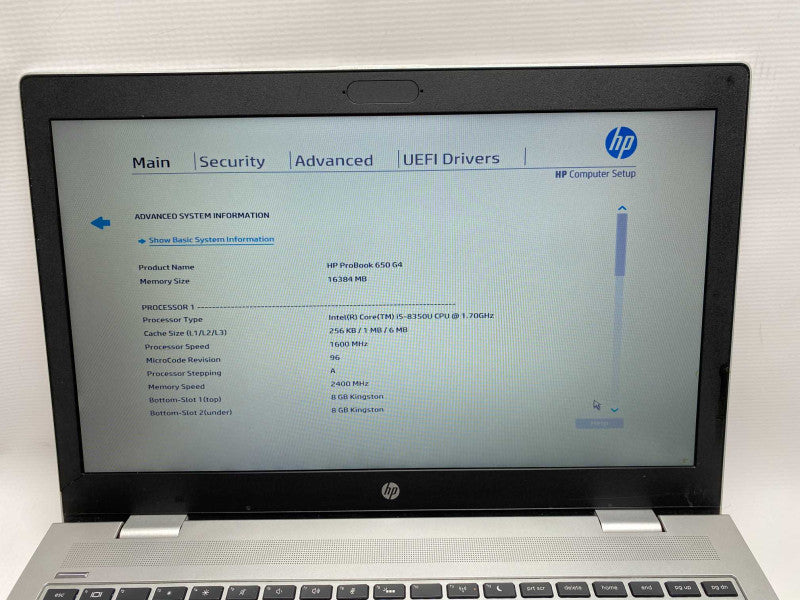 HP ProBook 650 G4 with i5-8350U CPU 16GB RAM & 256GB SSD Storage READ  -