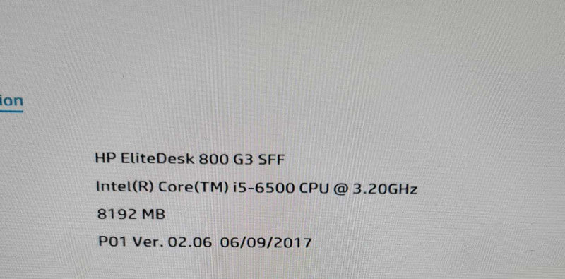 HP EliteDesk 800 G3 SFF Intel Core i5-6500 3.20GHz CPU 8GB DDR4 RAM No HDD Q=