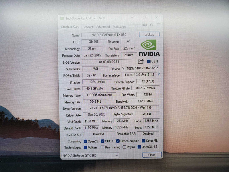 MSI Nvidia GeForce GTX 960 Gaming 2GB Graphics Card (