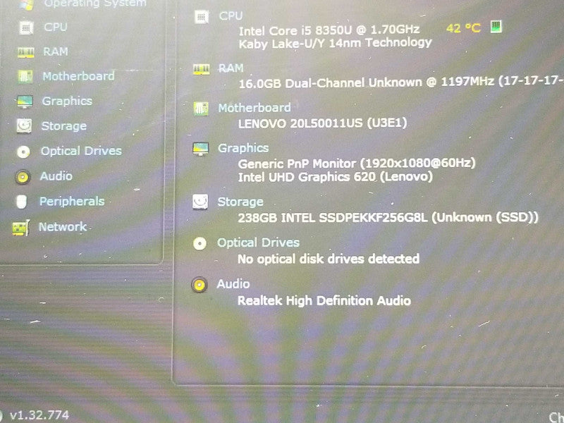 Lenovo Thinkpad T480 14\\" i5-8350U 1.70GHz/16GB, 250GB SSD , [READ] _
