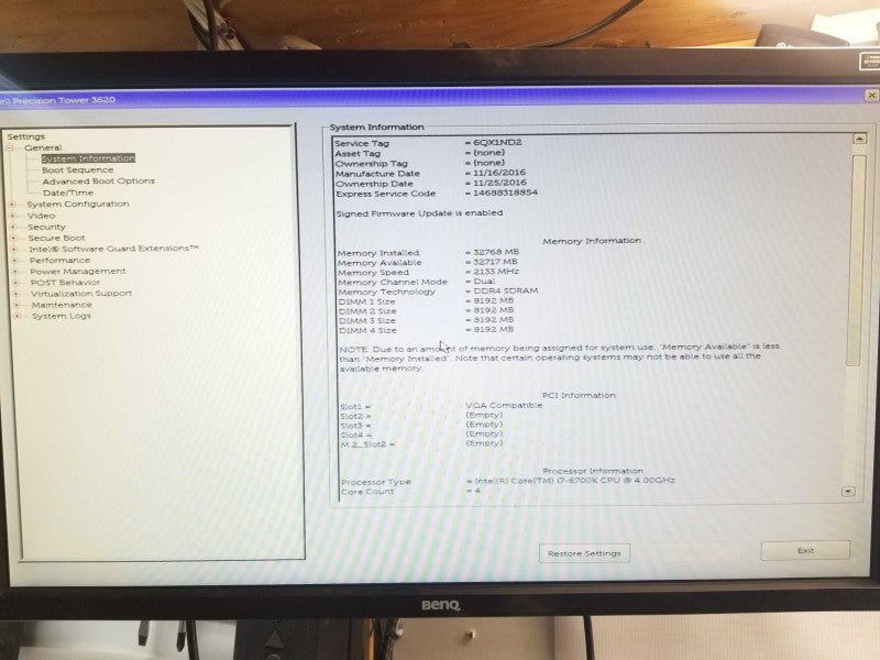 Dell precision T3620 i7-6700K 4.0GHz, 32GB DDR4, Quadro K2200 _