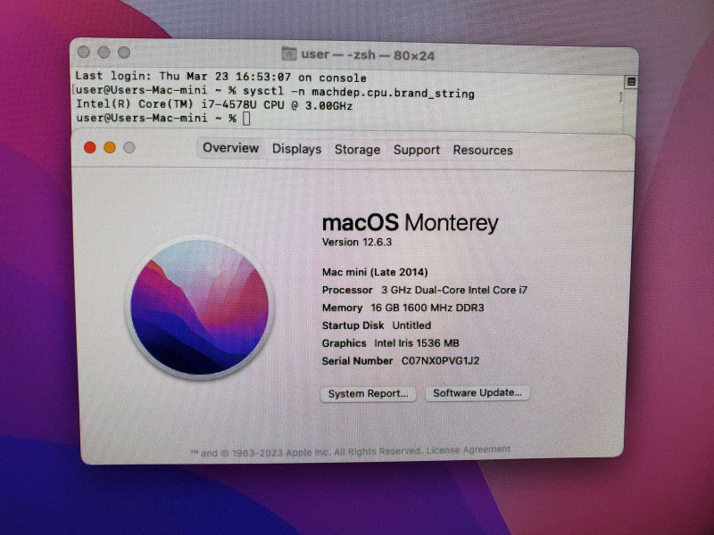 Mac Mini 2014 Core i7-4578U @ 3.0GHz 8GB DDR3 2TB HDD [A1347] (