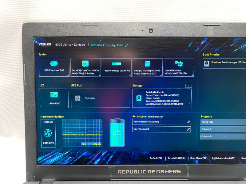 ASUS Republic of Gamers Strix GL553VD with i7-7700HQ CPU 16GB RAM & 500GB SSD -