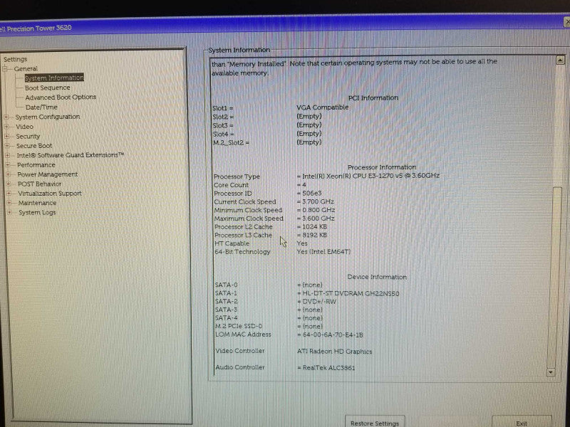 Dell Precision T3620 Xeon E3-1270 V5 3.60GHz, 16GB DDR4, AMD FIREPRO W4100 _