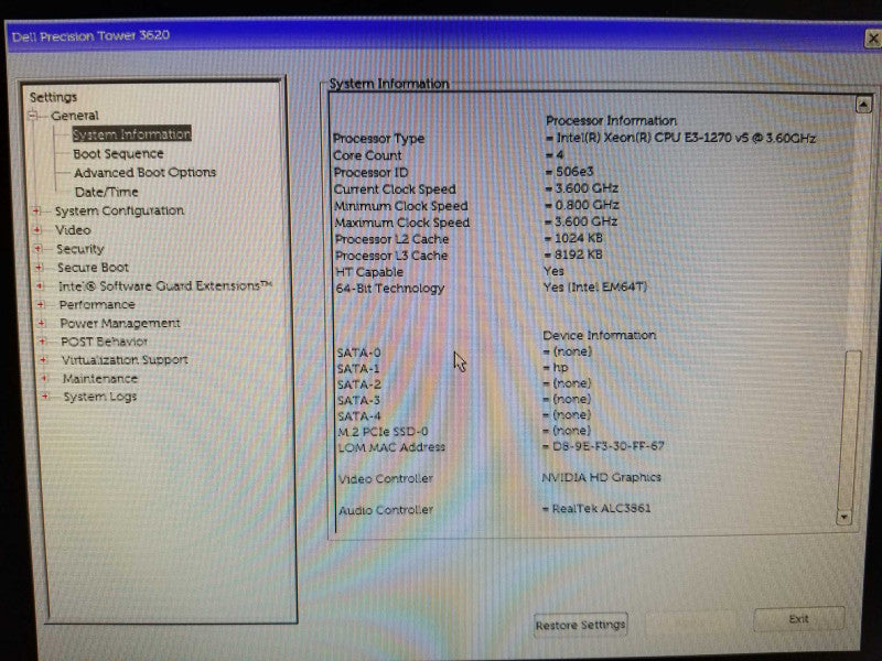 Dell Precision T3620 Xeon E3-1270 V5 3.60GHz, 16GB DDR4, Quadro P600 _