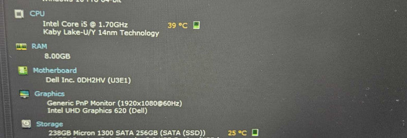 Dell Latitude 5490 i5-8350U @ 1.70 GHz 8GB RAM 250 SSD )