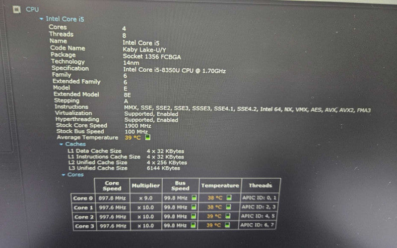 Dell Latitude 5490 i5-8350U @ 1.70 GHz 8GB RAM 250 SSD )