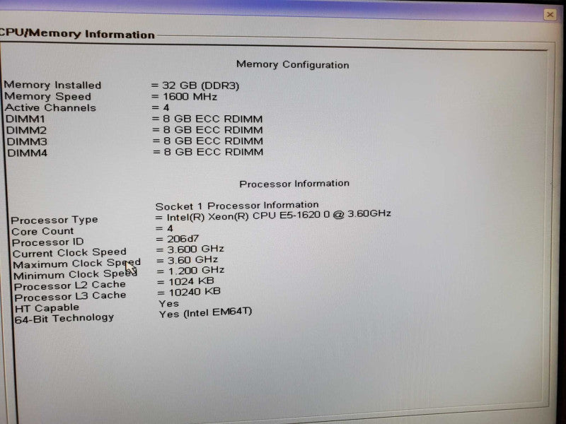 Dell Precision T3600 Xeon E5-1620 @ 2.6GHz 32GB DDR3 No HDD Quadro 4000 H310 (