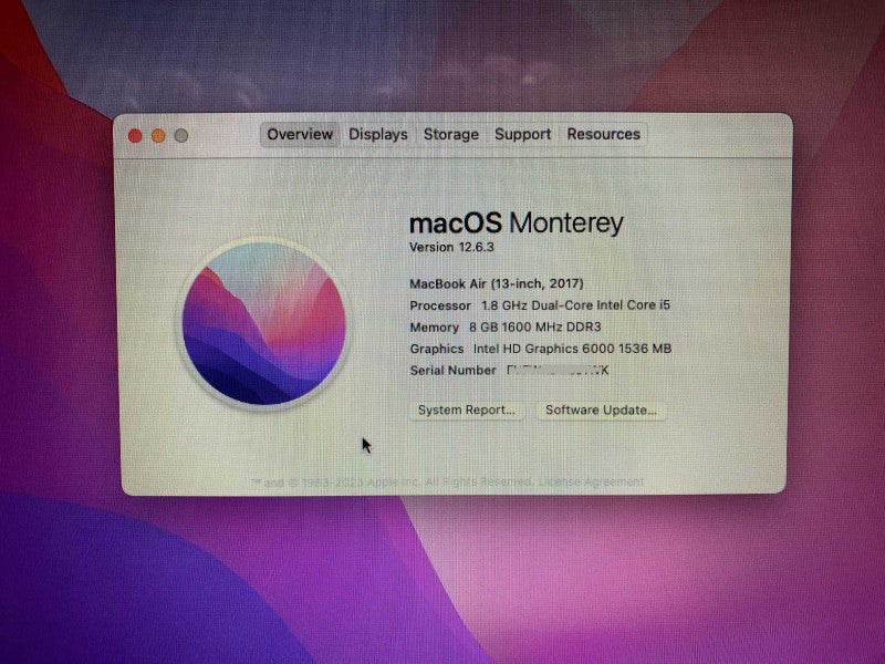 MacBook Air 13-inch 2017 with i5 CPU 8GB RAM & 128GB Storage  -