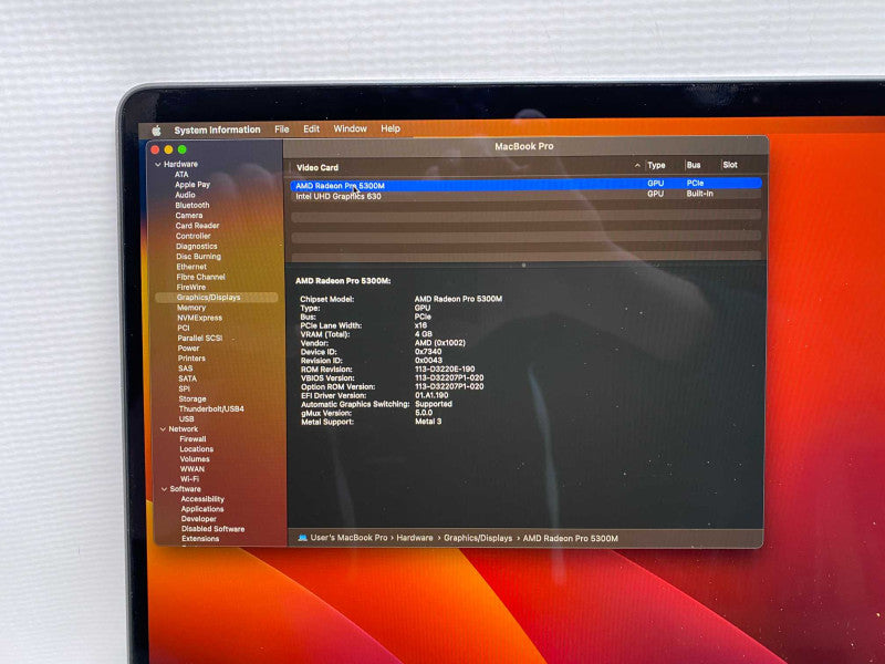 MacBook Pro 2019 16-inch TouchBar with i7 CPU 16GB RAM & 500GB Storage  -