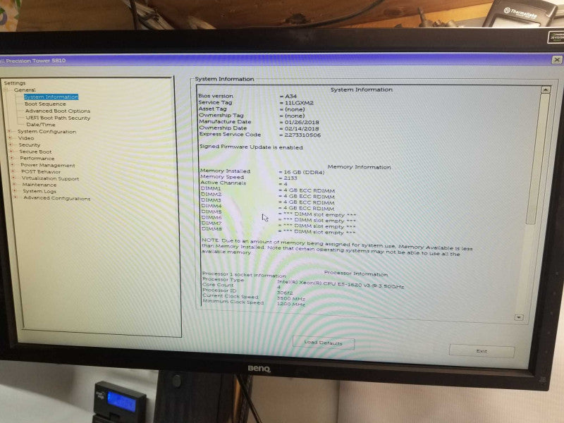 Dell Precision T5810 Xeon E5-1620v3 3.50GHz 16GB DDR4, QUADRO K620 _