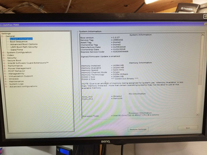 DELL OptiPlex 7060 mini, Core I5-8500T 2.1GHz, 16GB DDR4, No HDD, Read _