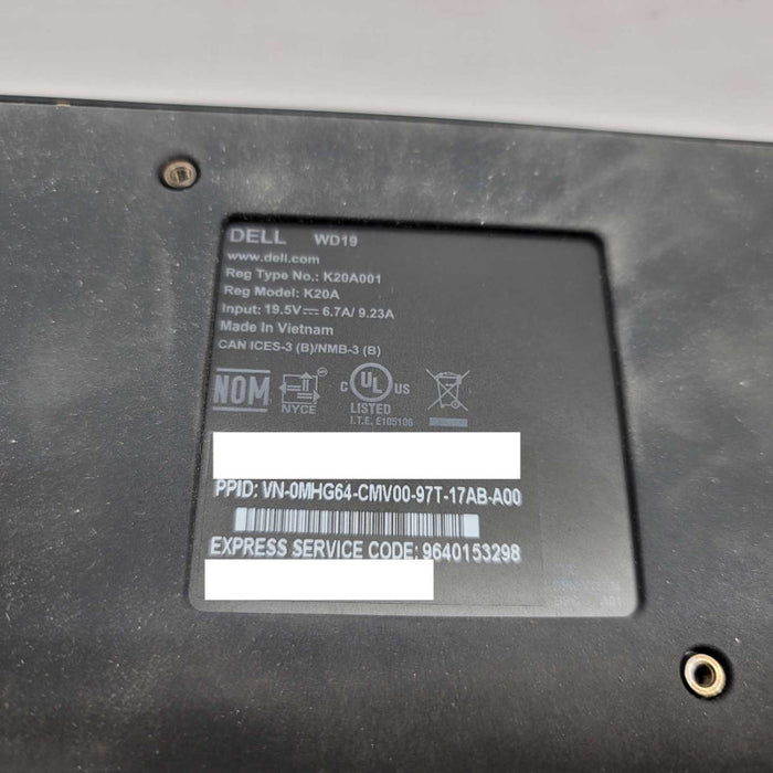 Dell WD19 Docking Station + 180W AC adapter =