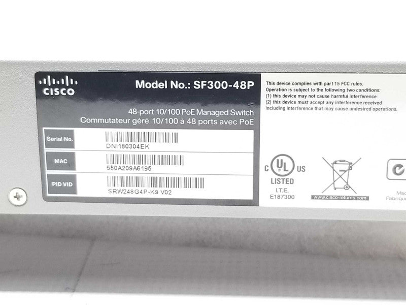 CISCO SF300-48P PoE Managed Switch SRW248G4P-K9 _