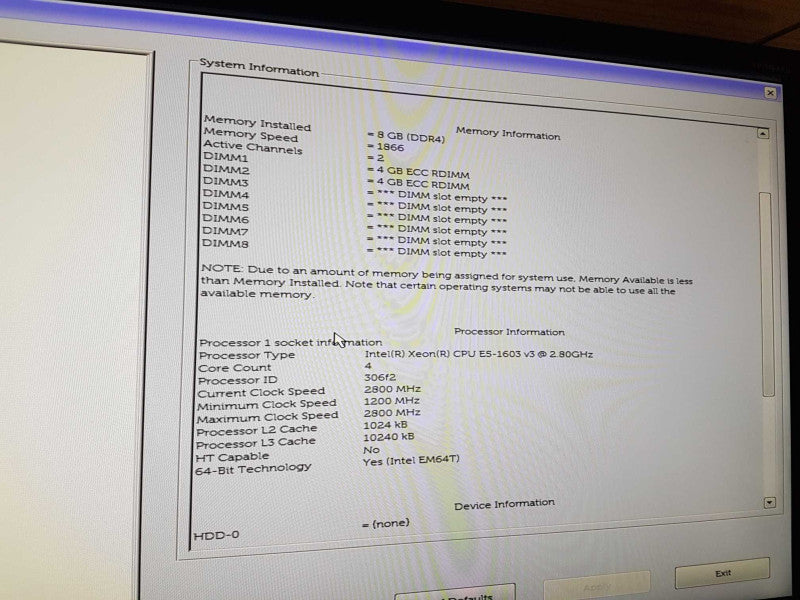 Dell precision T5810 xeon E5-1603 v3 @ 2.80ghz / 8gb ram / quadro K620 GPU #