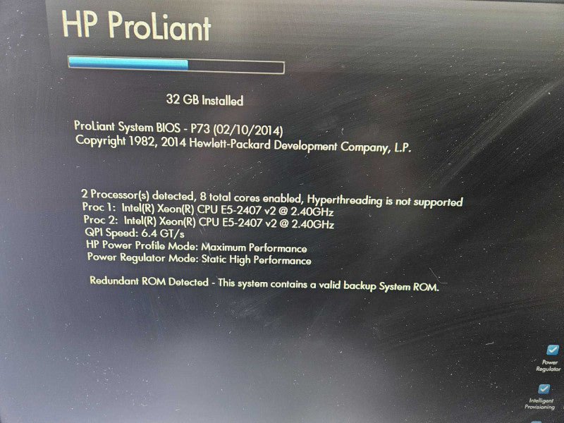 HP ProLiant DL 380e Gen8 2x Xeon E5-2407 v2 @ 2.40GHz 32 GB RAM 2x PSU B320i )