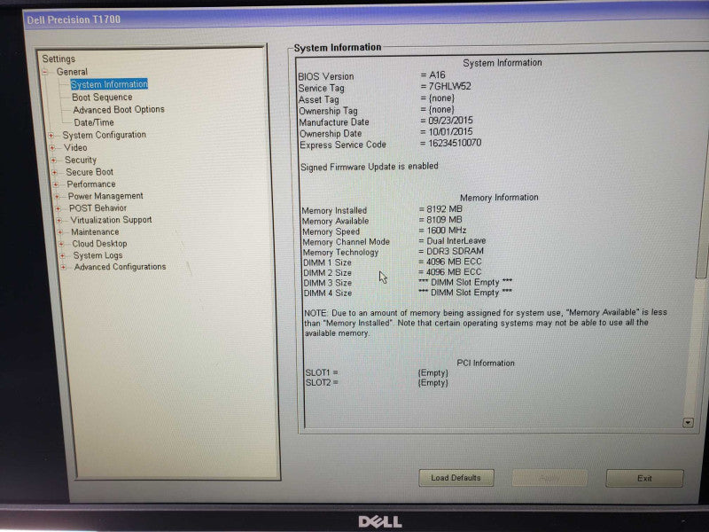 Dell Precision T1700 Intel Xeon E3-1226 V3 @ 3.30 GHz 8GB RAM )