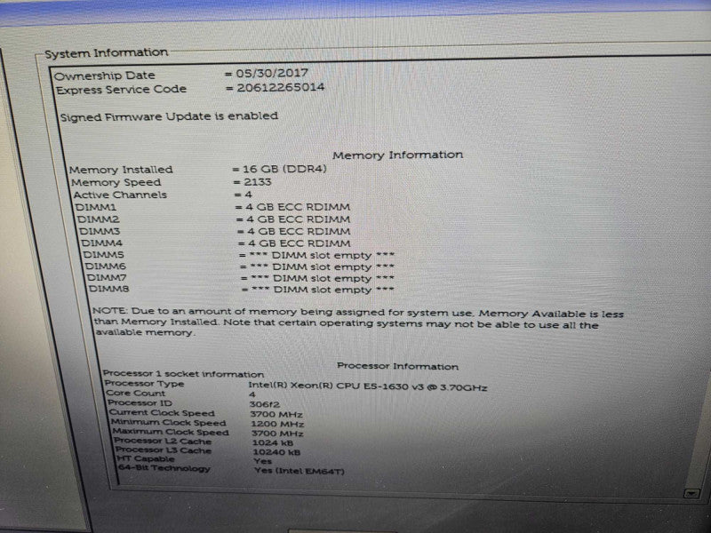 Dell Precision 5810 1x Xeon E5-1630 v3 @ 3.70GHz 16 GB DDR4 ECC RAM K2200 GPU )