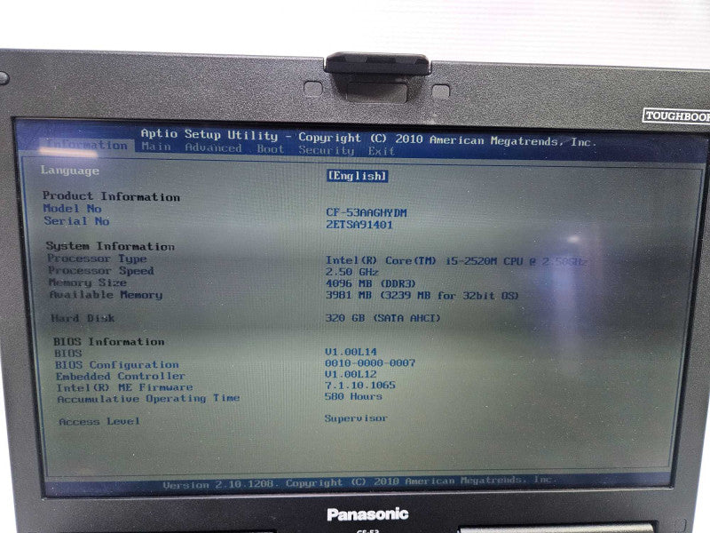 Panasonic CF-53 Toughbook i5-2520M @ 2.50GHz 4 GB RAM **READ** )
