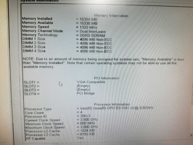 Dell Precision T1700 Xeon E3-1241 v3 @ 3.5GHz 16GB DDR3 No HDD $