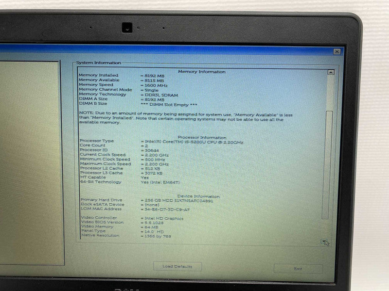 DEll latitude 5450 with i5-5200U CPU 8GB RAM & 256GB SSD Storage  -