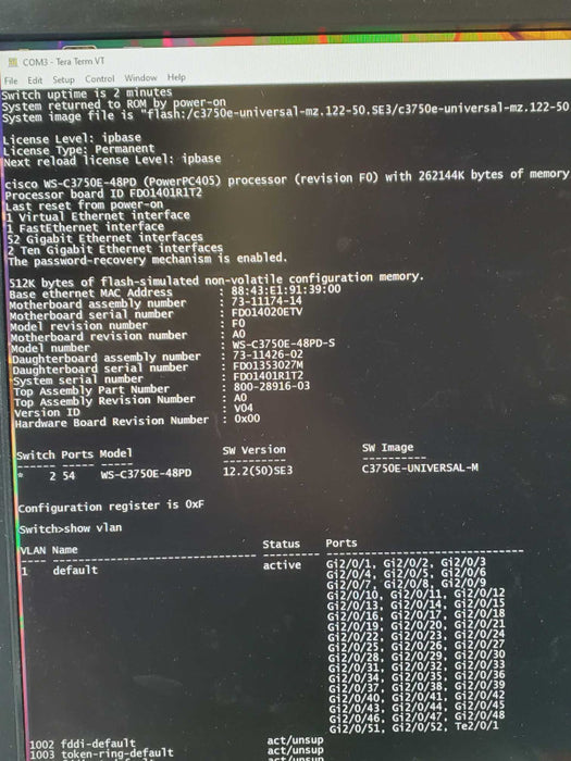 Cisco Catalyst WS-C3750E-48PD-S 48-Port Gigabit Managed PoE Ethernet Switch ~