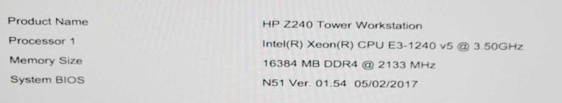 HP Z240 Tower Workstation Xeon E3-1240 v5 3.5GHz, 16GB RAM NVIDIA K2200 =