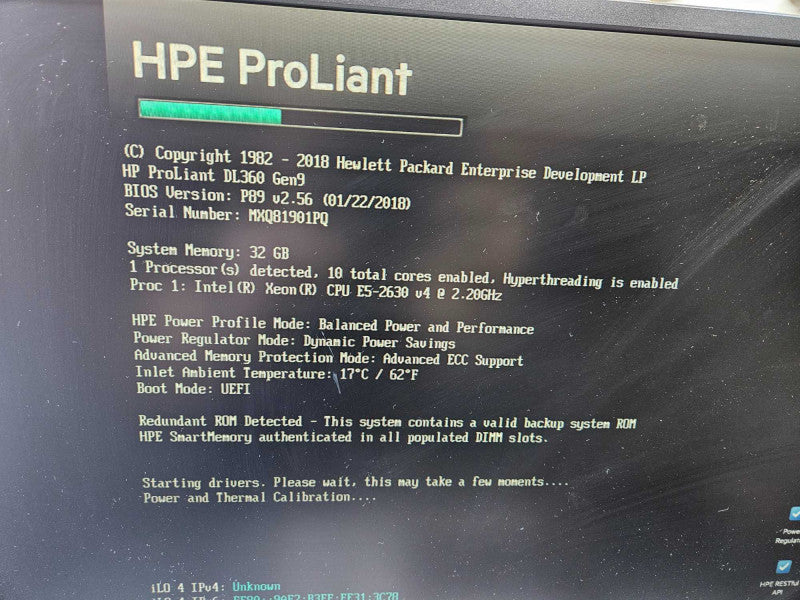 HP Prolaint DL360 Gen9 1x Xeon E5-2630 v4 @ 2.20GHz 32 GB RAM 2x PSU )