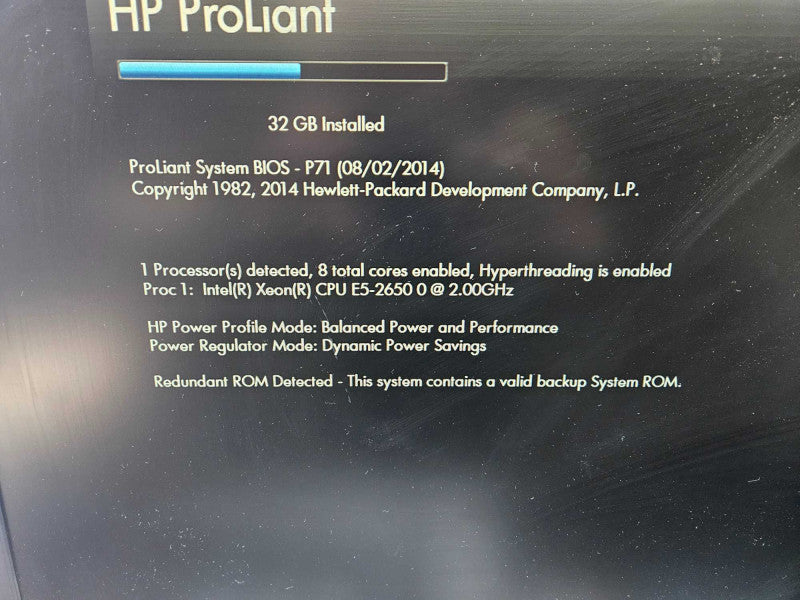 HP ProLiant DL360p Gen8 1x Xeon E5-2650 0 @ 2.00GHz 32 GB RAM 2x 460W PSU )