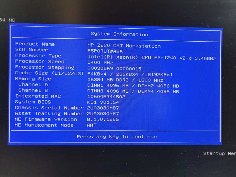 HP Z220 Workstation, Intel Xeon E3-1240 V2 3.4GHz, 16GB, No HDD, Quadro 2000~ ~