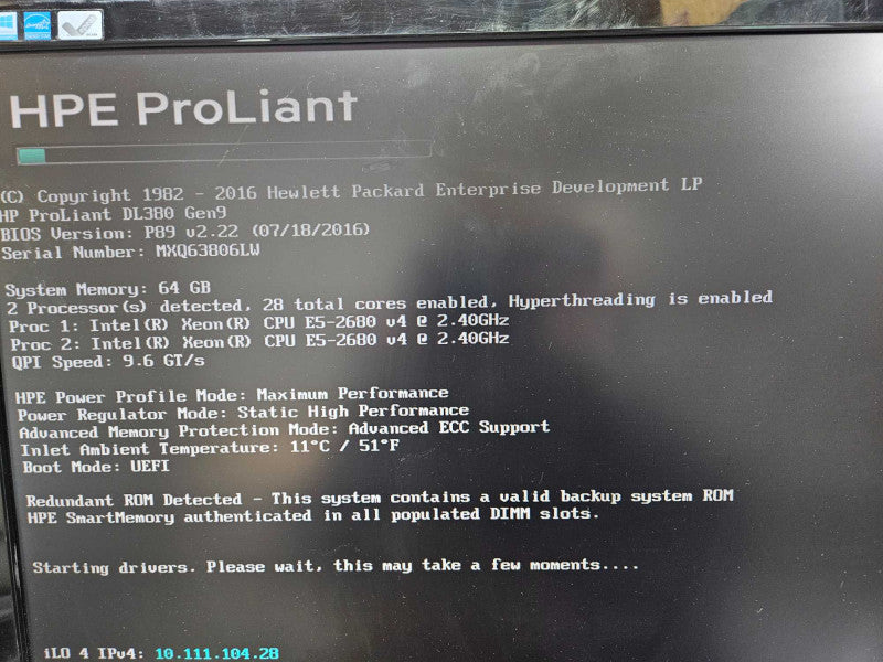 HP ProLiant DL380 Gen9 2x Xeon E5-2680 v4 @ 2.40GHz 64GB DDR4 RAM 2x1400W PSU )